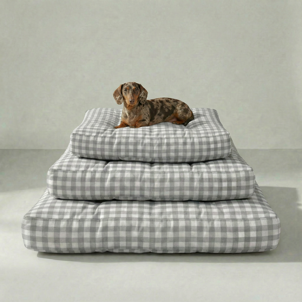Cama para mascota gruesa y acolchada con acabado antimanchas Vichy Gris Claro