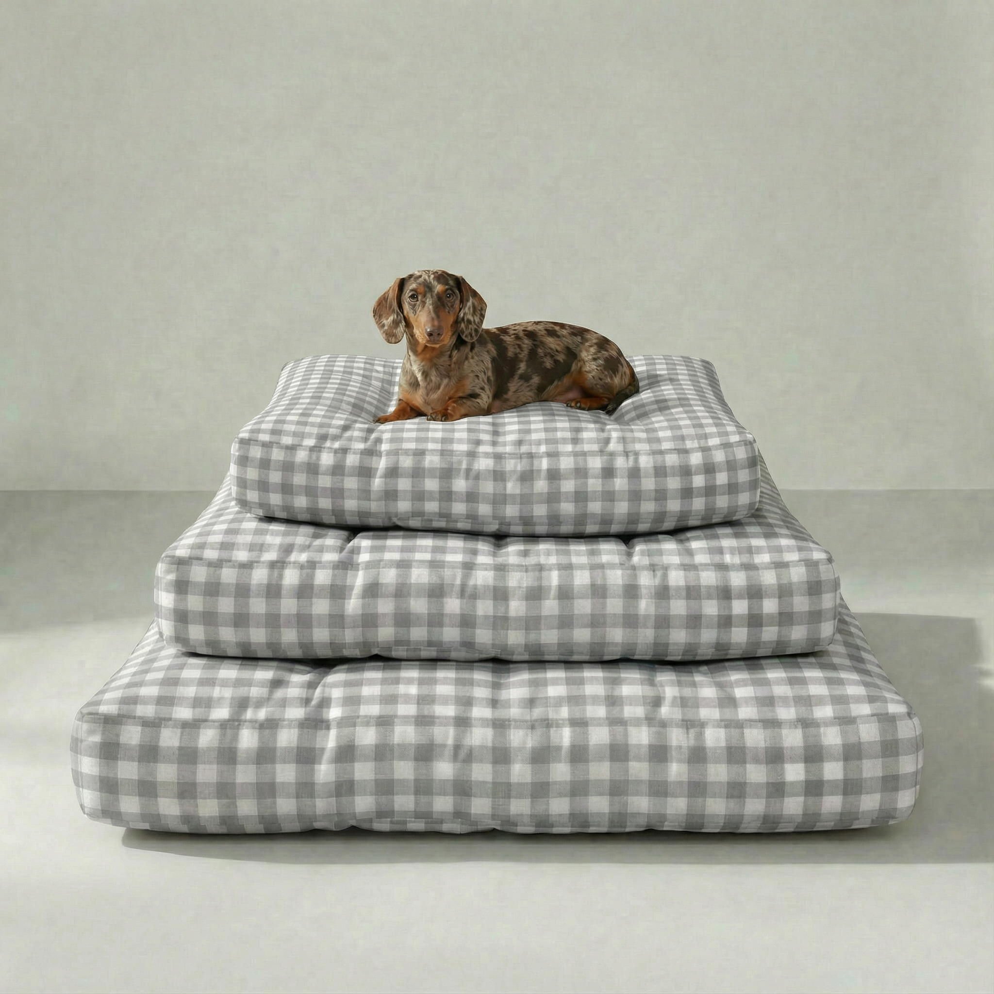 Cama para mascota gruesa y acolchada con acabado antimanchas Vichy Gris Claro