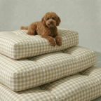 Cama para mascota gruesa y acolchada con acabado antimanchas Vichy Beige