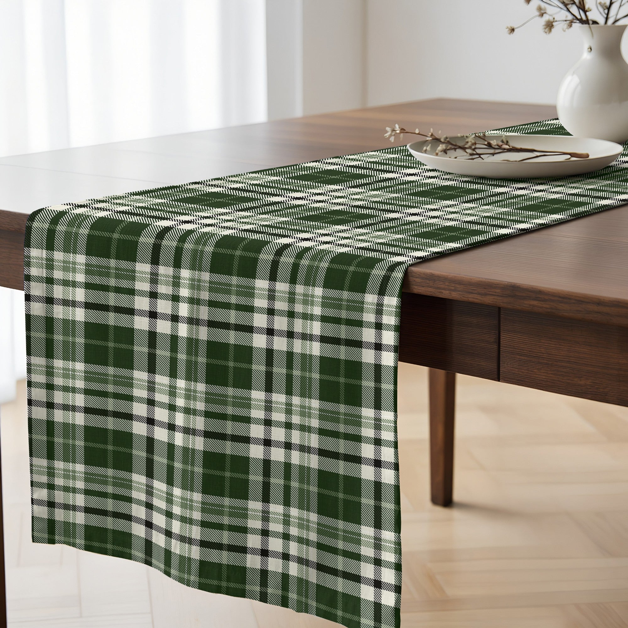 Camino de mesa 100% algodón Davis Green 50x150 cm