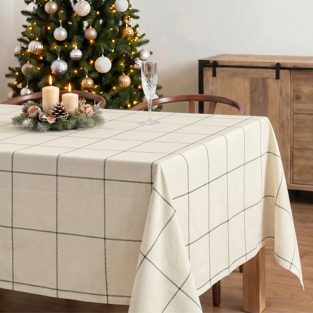 Mantel antimanchas 100% algodón Green windowpana 1225