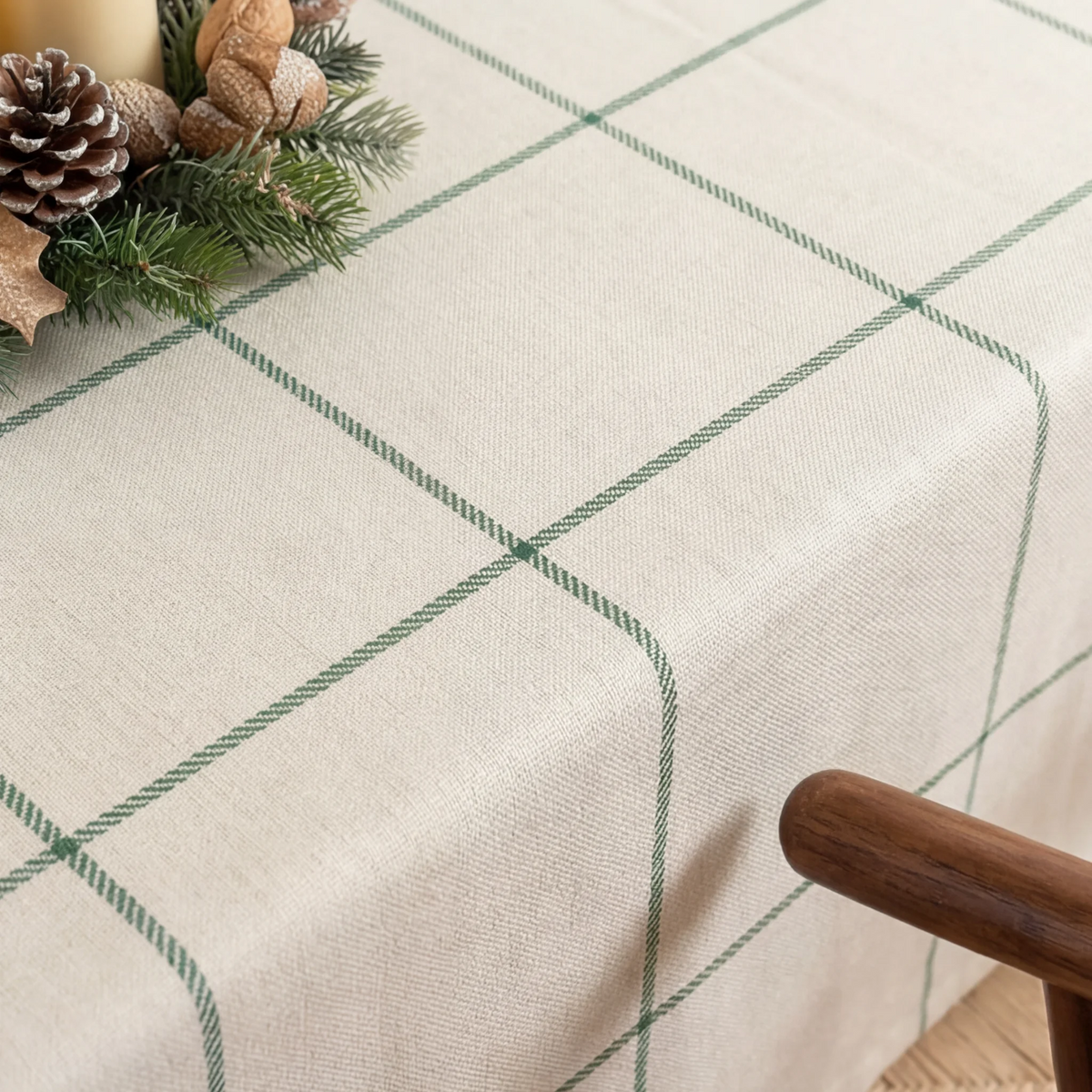 Mantel antimanchas 100% algodón Green windowpana 1225