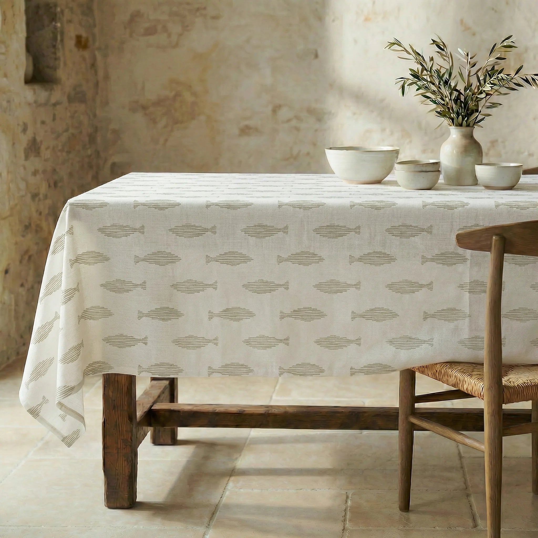 Mantel antimanchas 100% algodón Gyala Beige