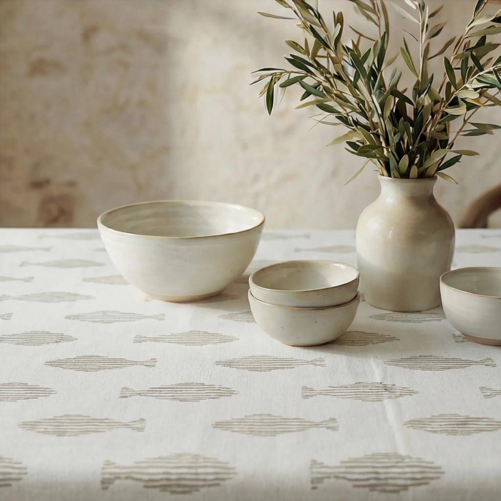 Mantel antimanchas 100% algodón Gyala Beige