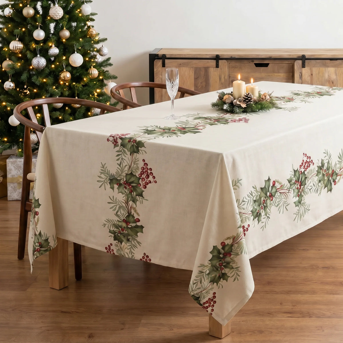 Mantel antimanchas 100% algodón Holly garland 1225