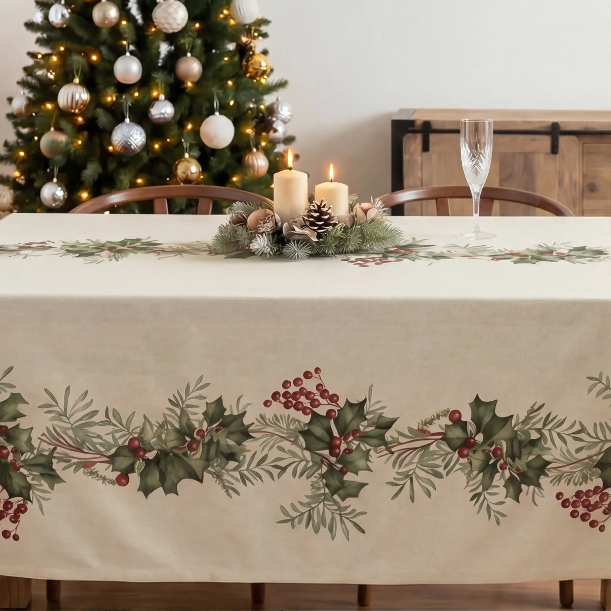 Mantel antimanchas 100% algodón Holly garland 1225