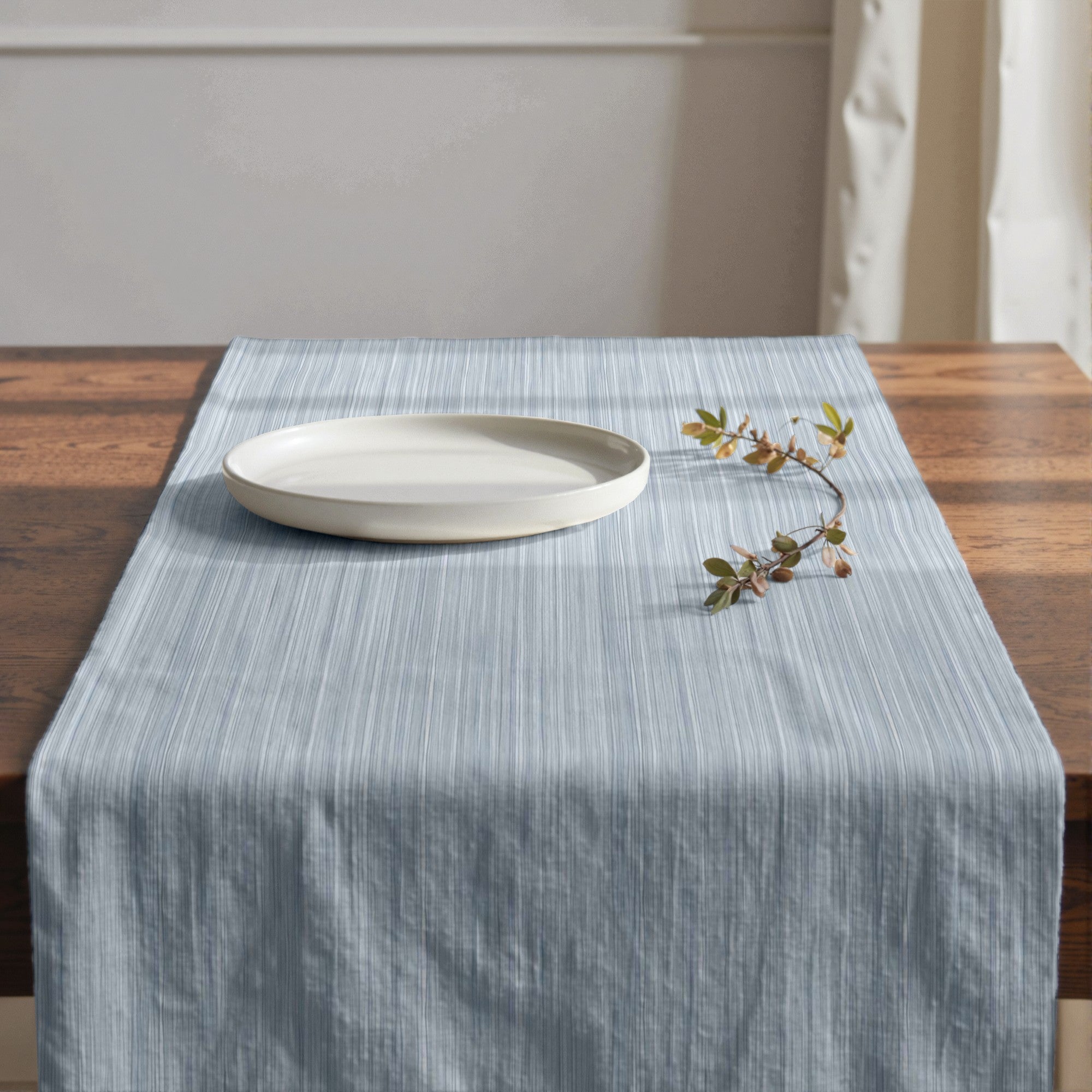 Camino de mesa 100% algodón Lesa 125 1 - Azul 50x150 cm
