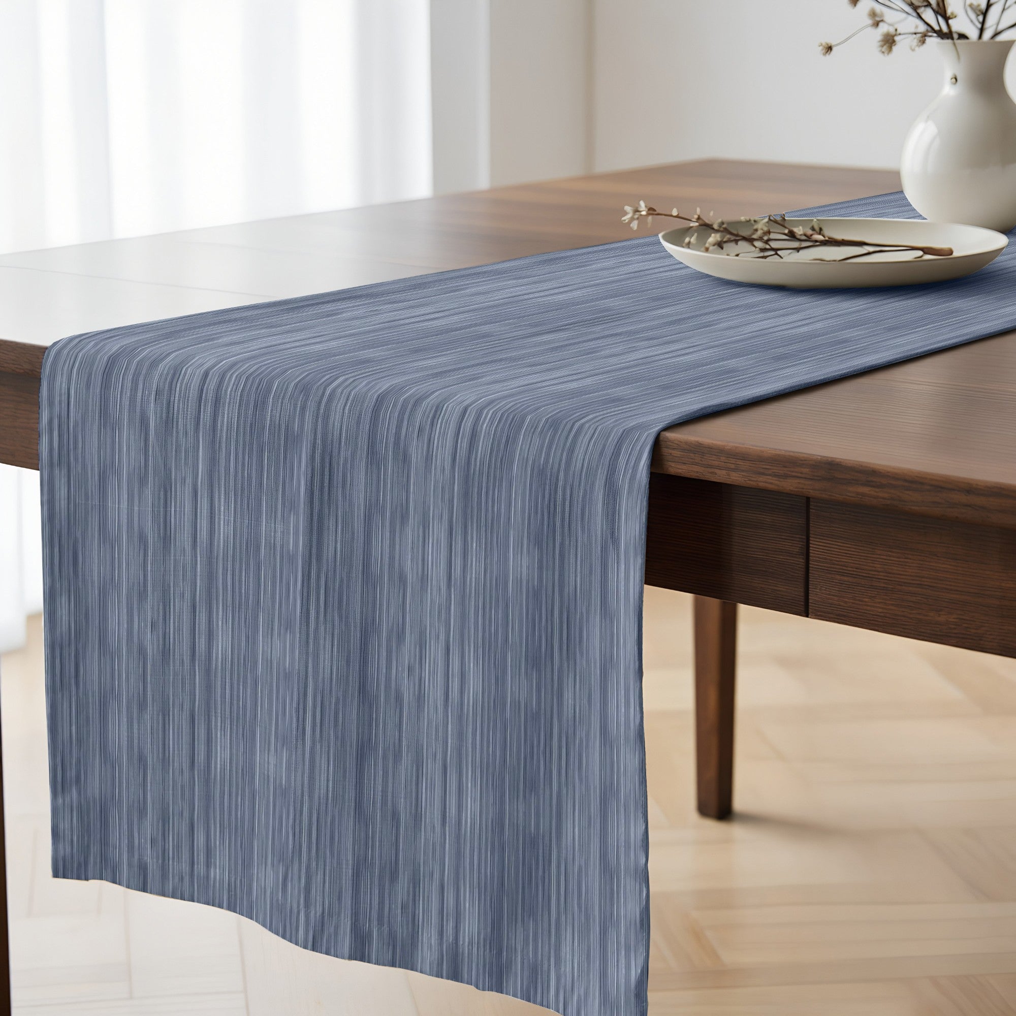 Camino de mesa 100% algodón Lesa 125 Steel Blue 50x150 cm
