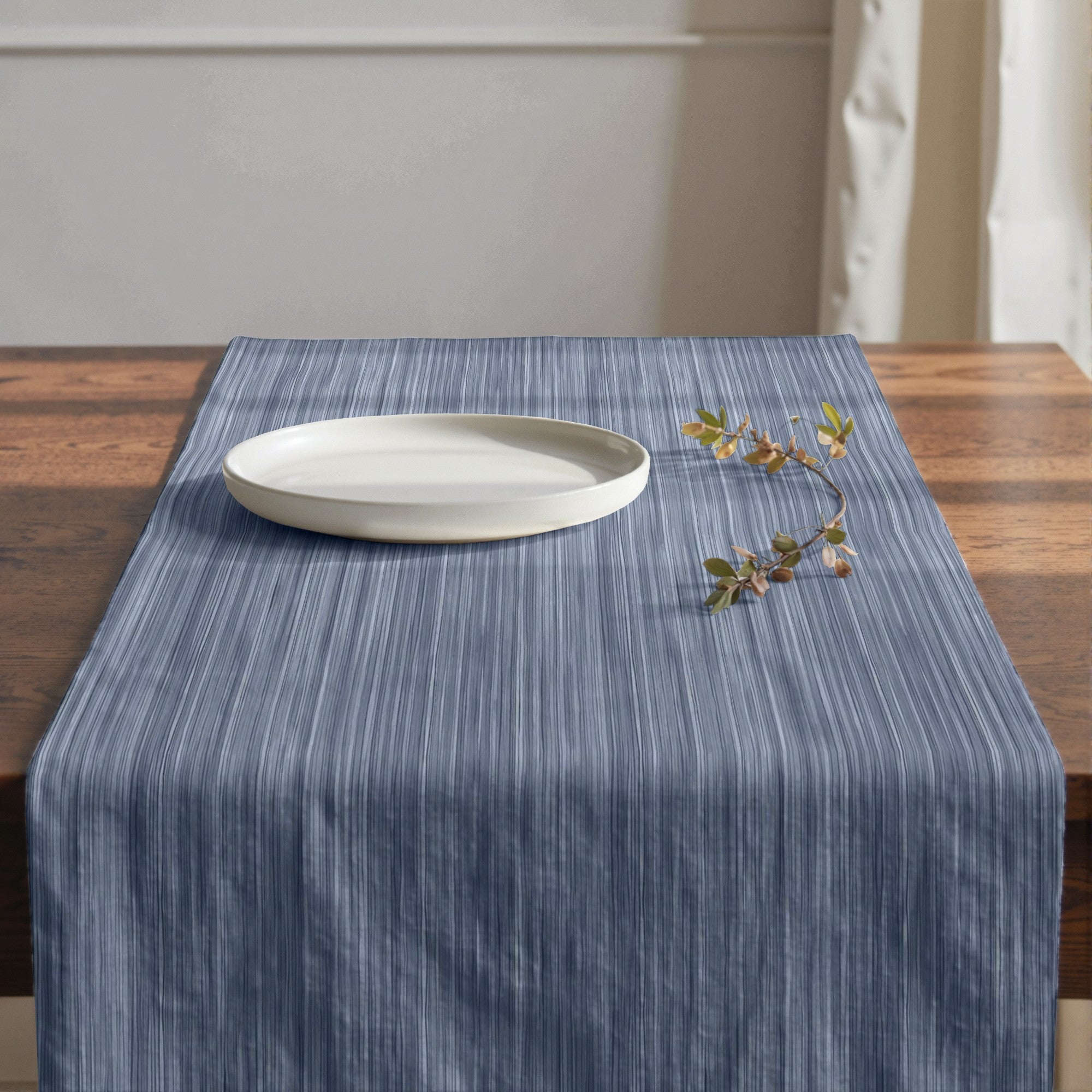 Camino de mesa 100% algodón Lesa 125 Steel Blue 50x150 cm