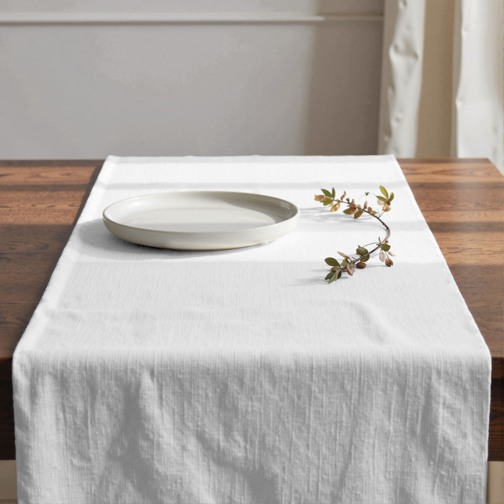 Camino de mesa 100% algodón Liso blanco 203 50x150 cm