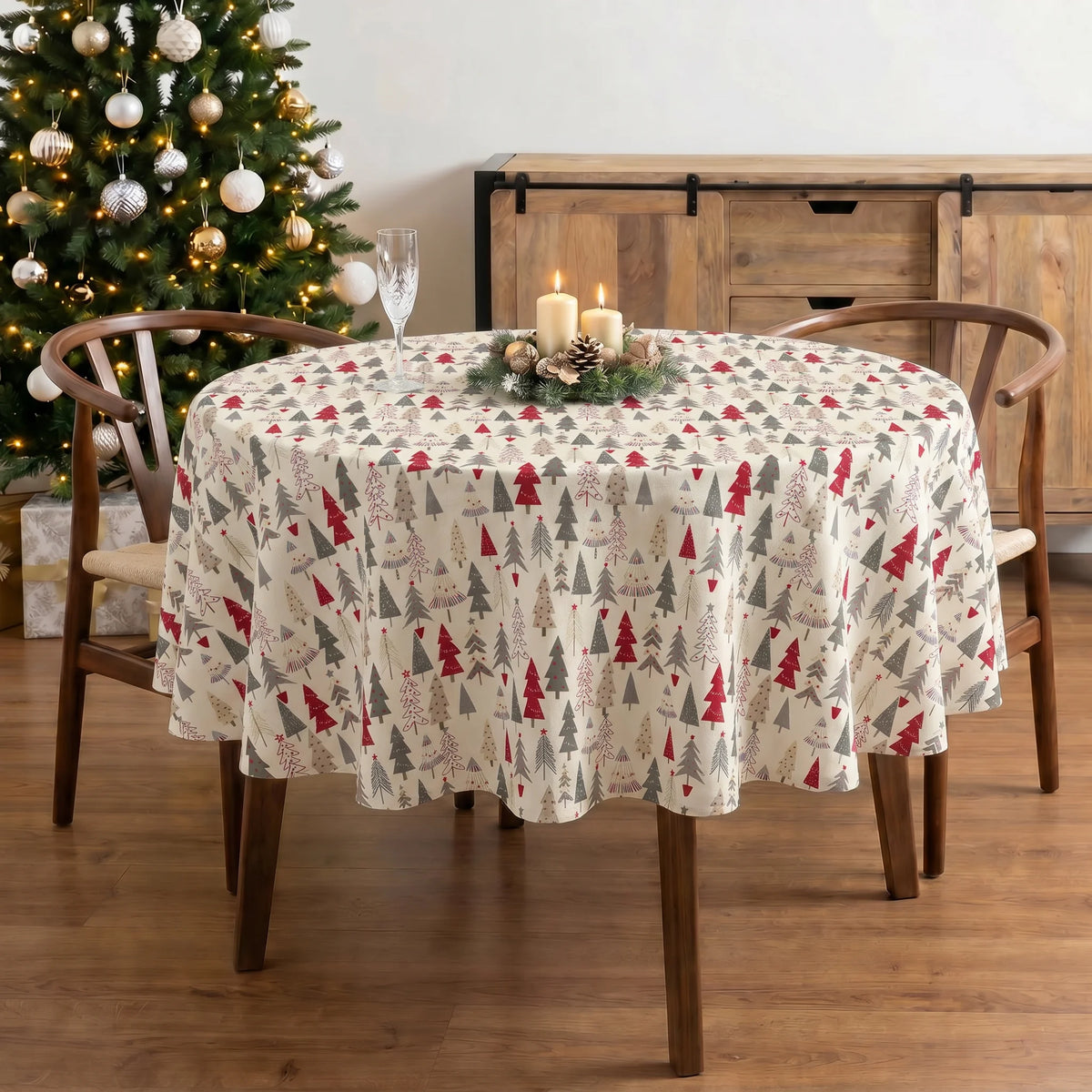 Mantel redondo antimanchas Merry Christmas 31-100