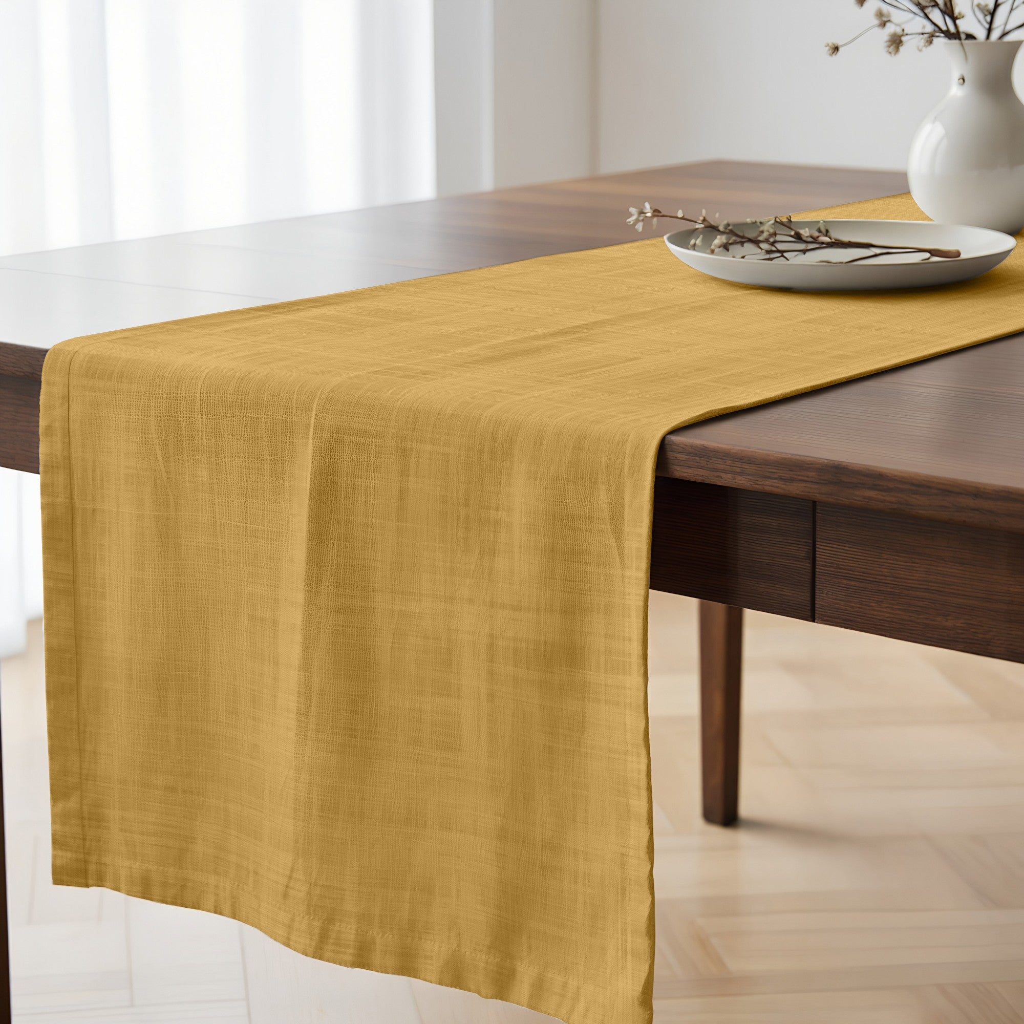 Camino de mesa 100% algodón Mostaza 50x150 cm