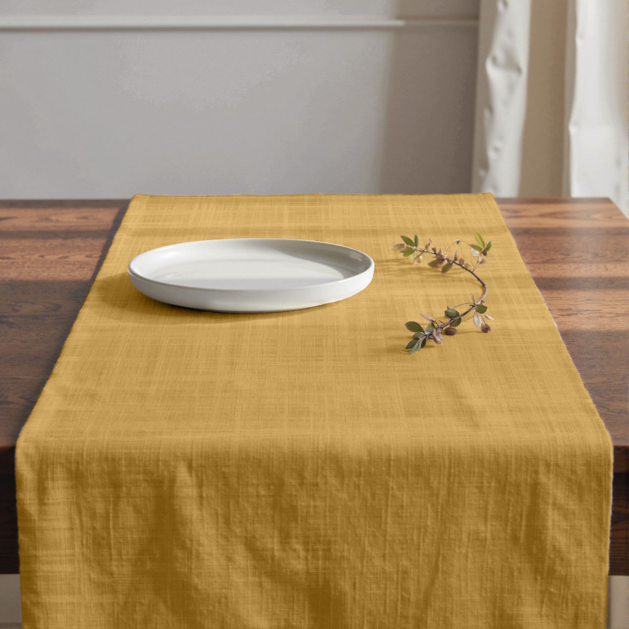 Camino de mesa 100% algodón Mostaza 50x150 cm