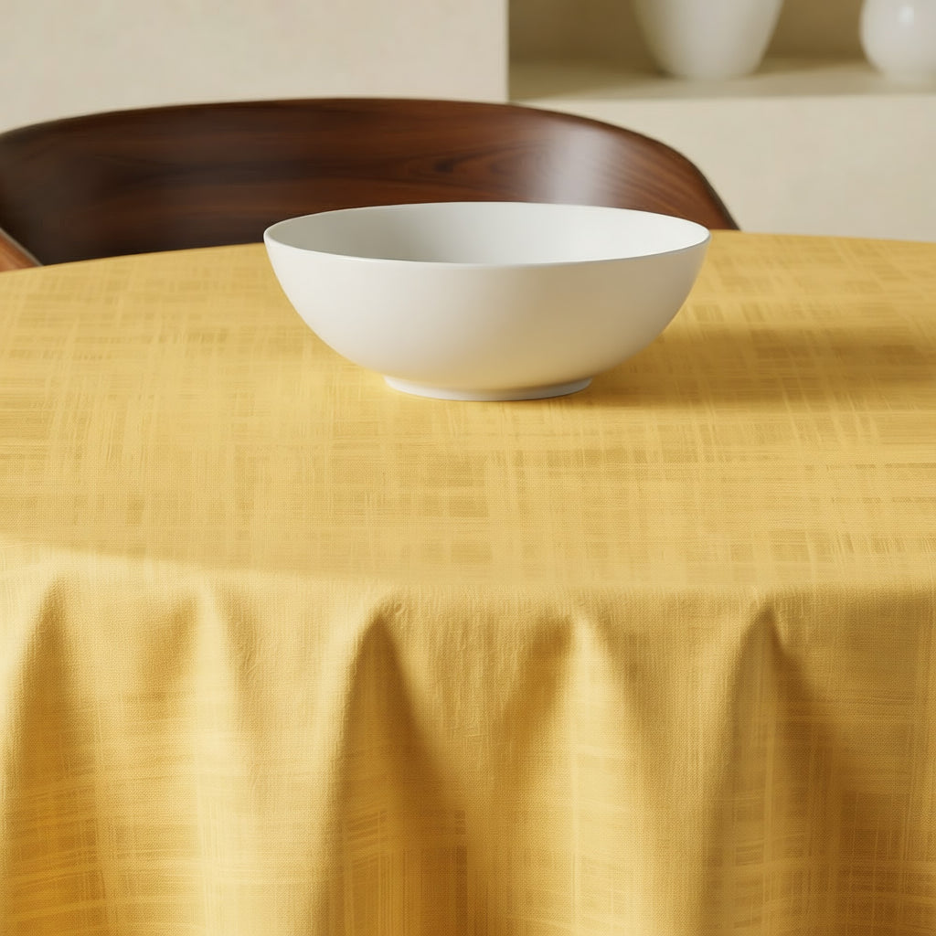 Mantel redondo antimanchas Mostaza