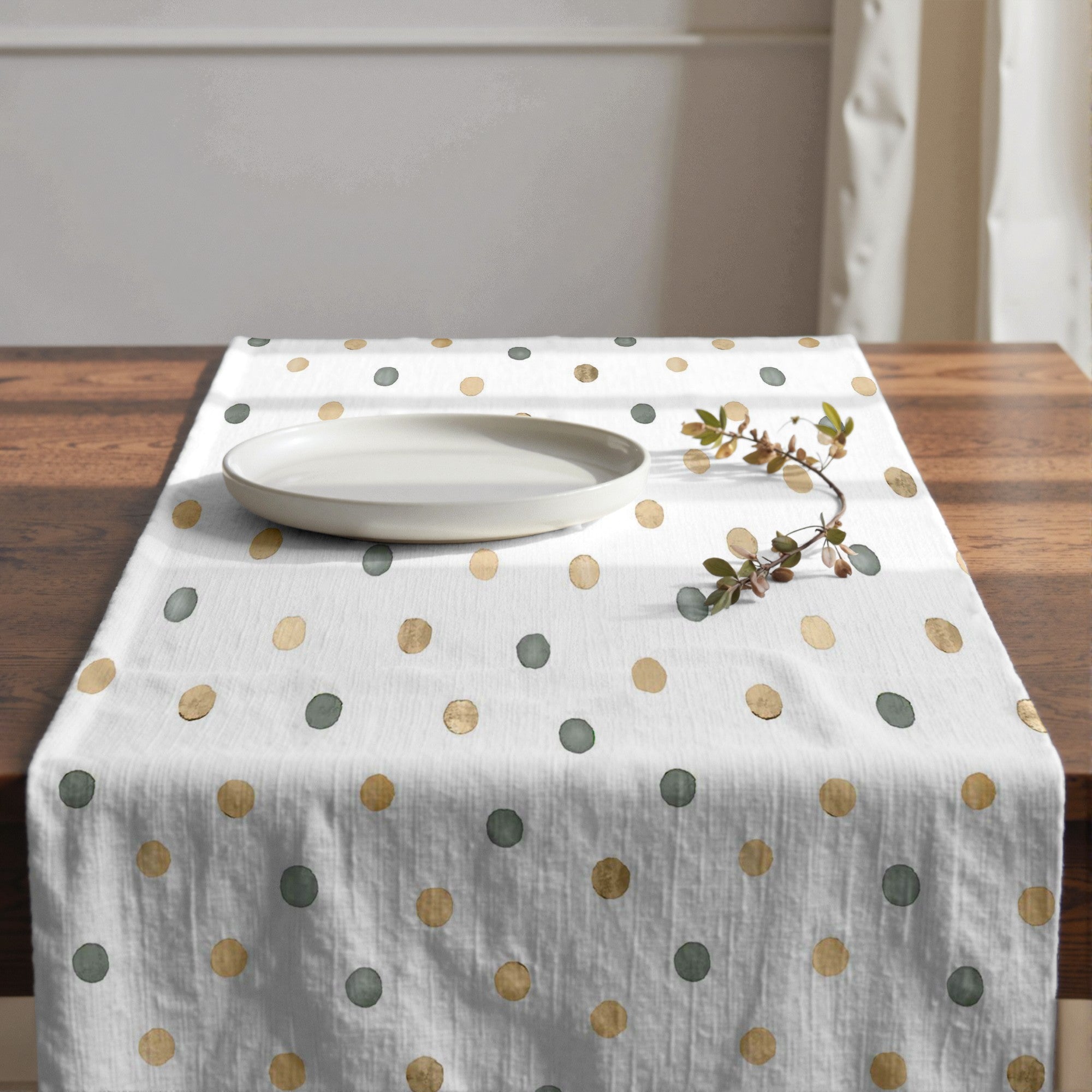 Camino de mesa 100% algodón Motas Luana Beige 50x150 cm