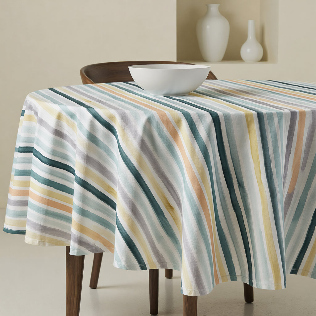 Mantel redondo antimanchas Naiara Azul