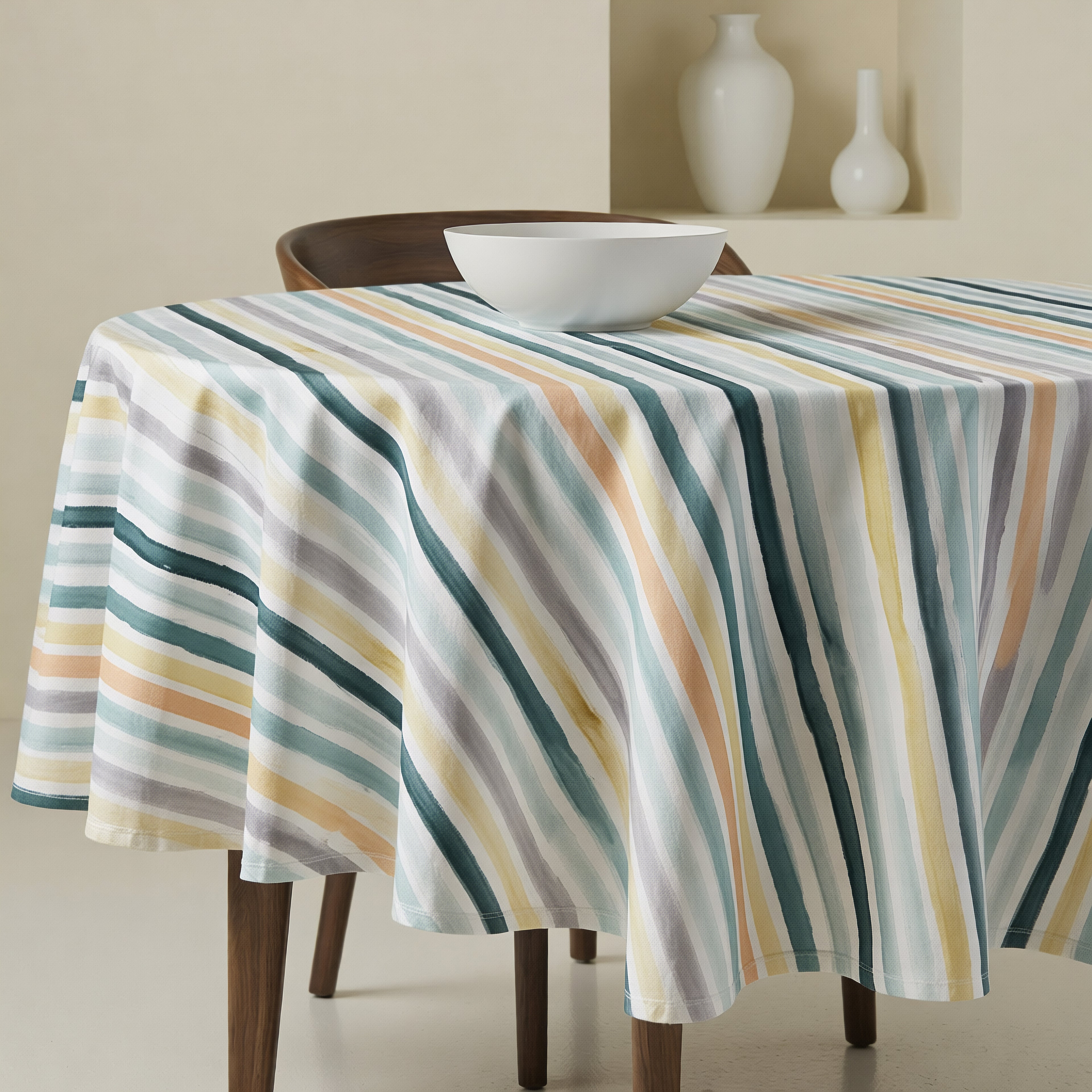 Mantel redondo antimanchas Naiara Azul