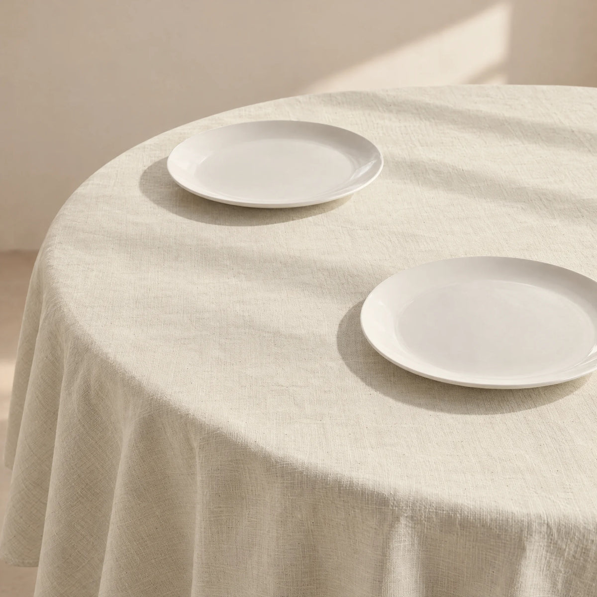 Rond vlekbestendig tafelkleed Naturel