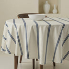 Mantel redondo resinado antimanchas Nua Beige Azul
