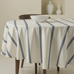 Mantel redondo resinado antimanchas Nua Beige Azul