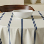 Mantel redondo resinado antimanchas Nua Beige Azul