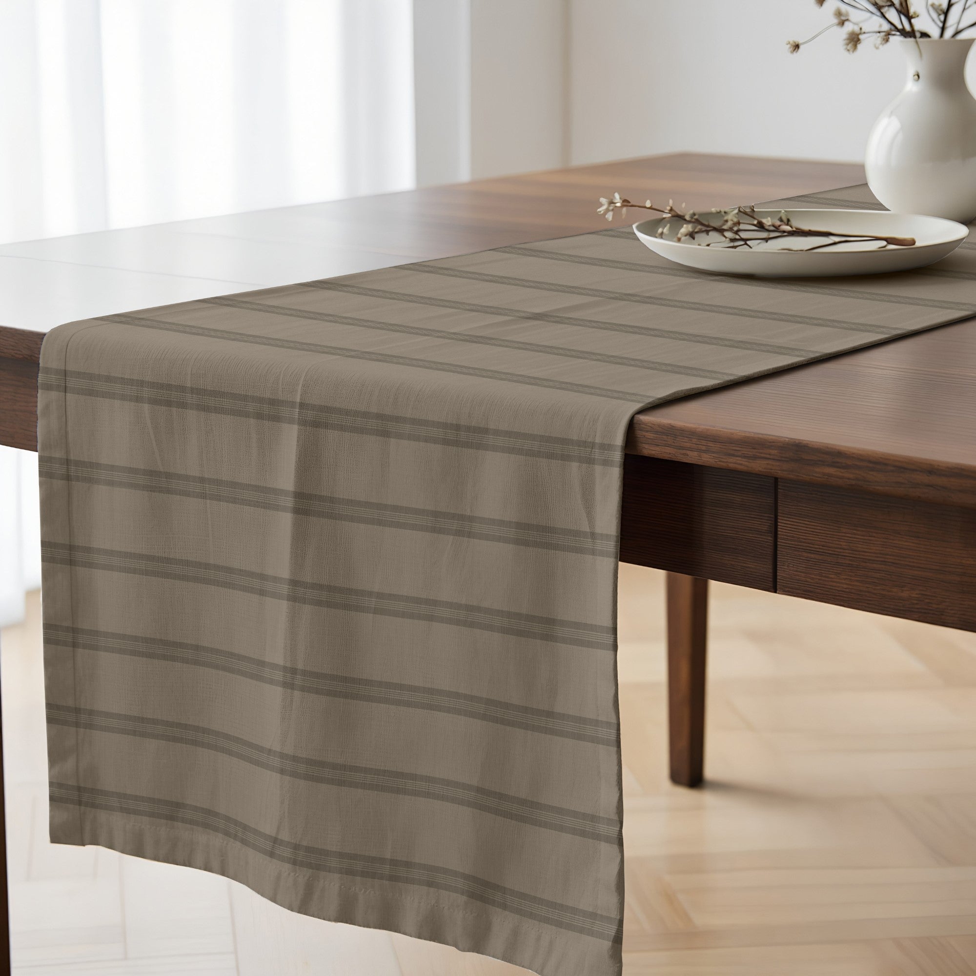 Camino de mesa 100% algodón Nua Marrón Claro 50x150 cm