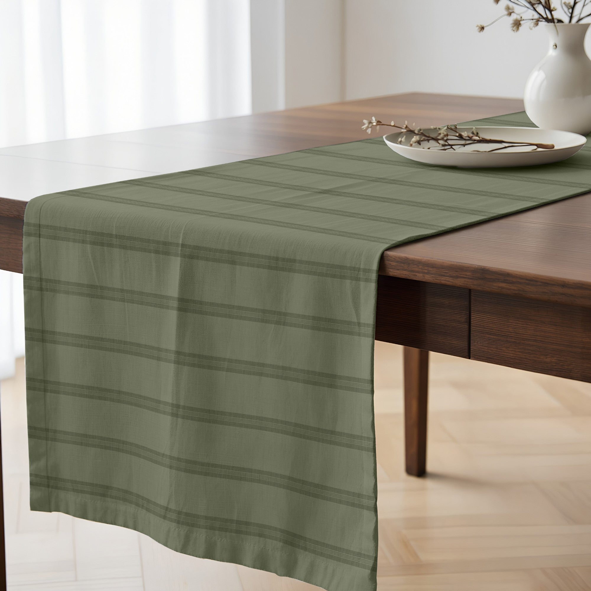 Camino de mesa 100% algodón Nua Verde Claro 50x150 cm