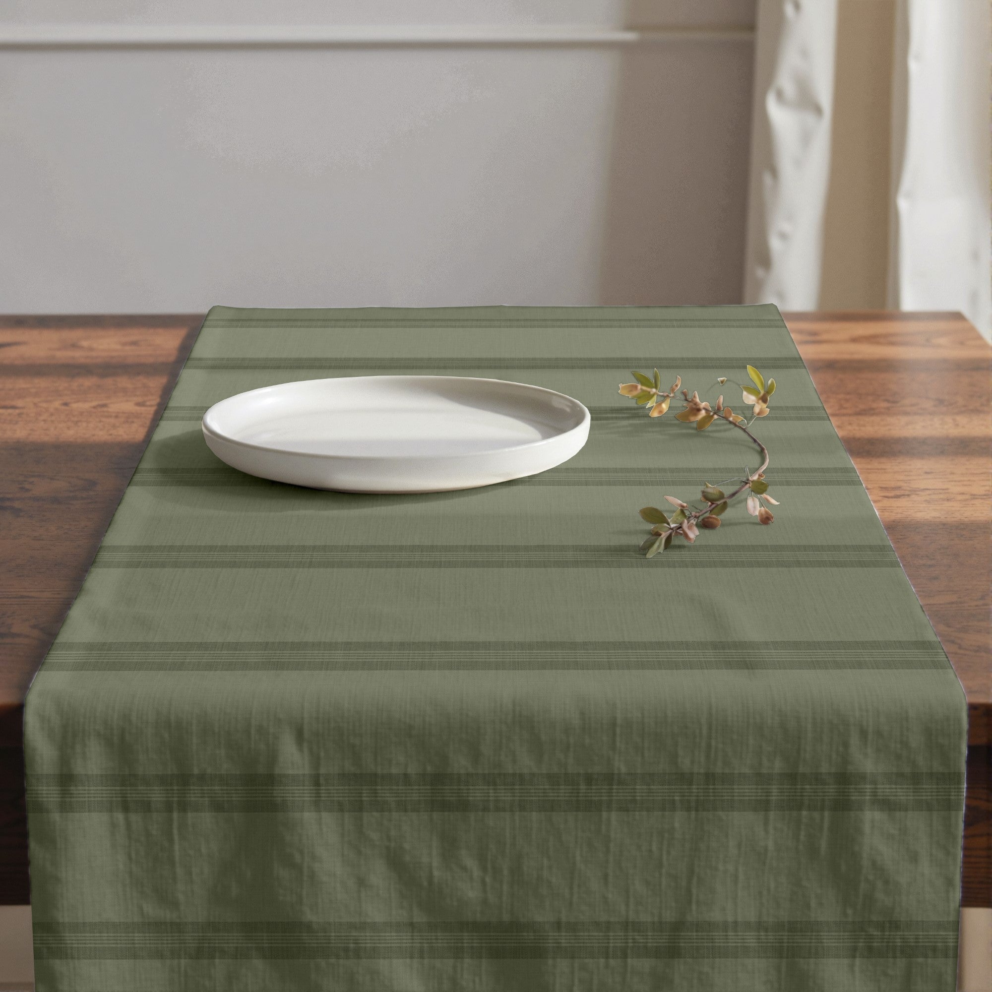 Camino de mesa 100% algodón Nua Verde Claro 50x150 cm