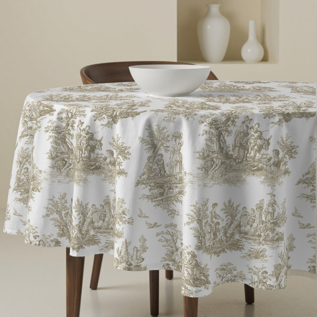 Mantel redondo antimanchas Paulo Beige