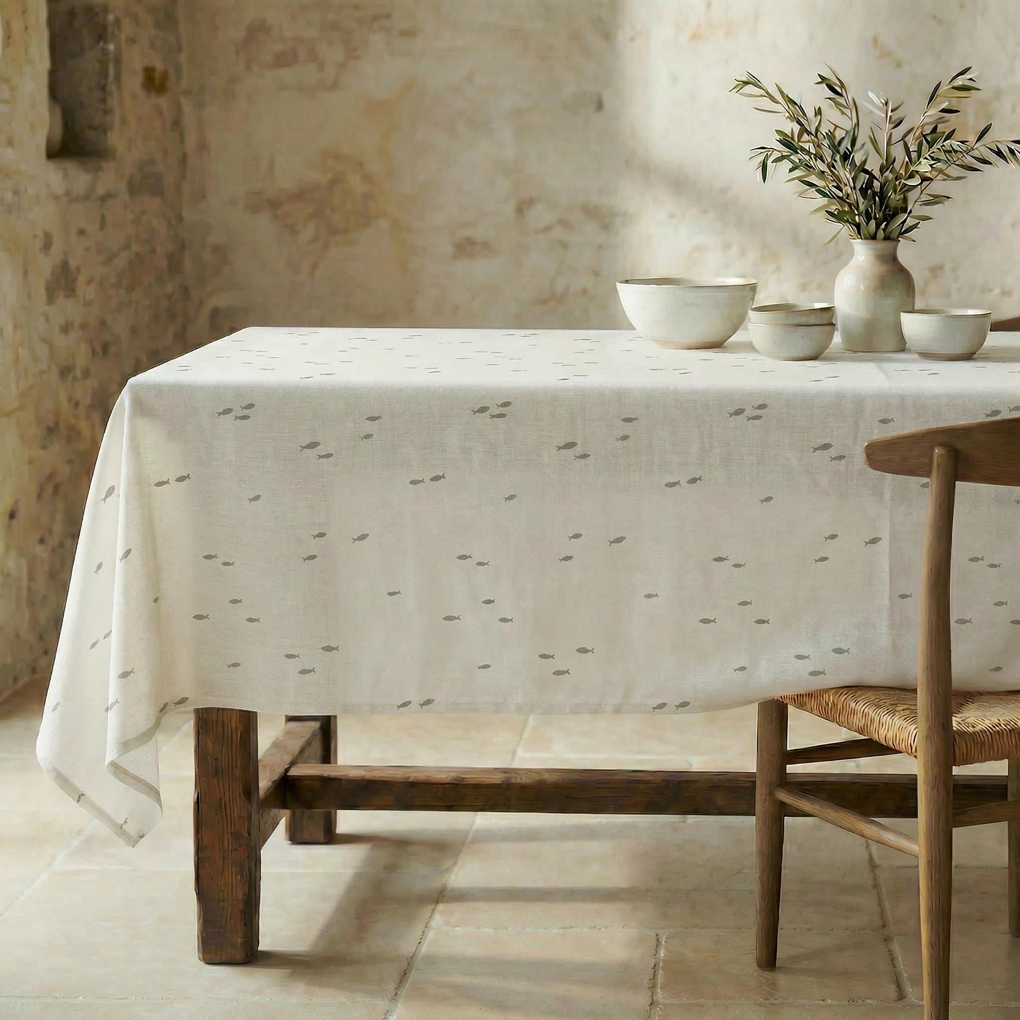 Mantel antimanchas 100% algodón Pezqui Beige