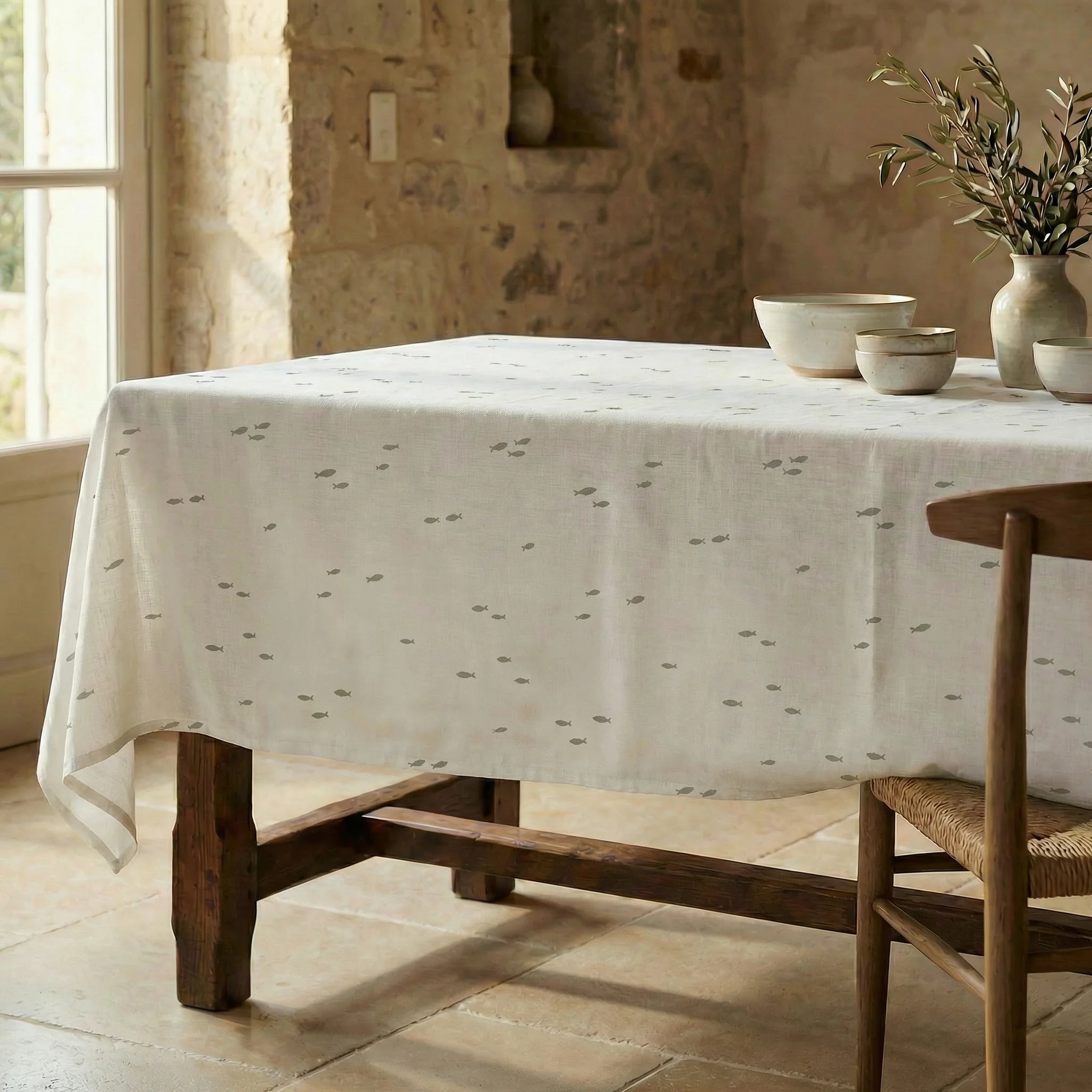 Mantel antimanchas 100% algodón Pezqui Beige