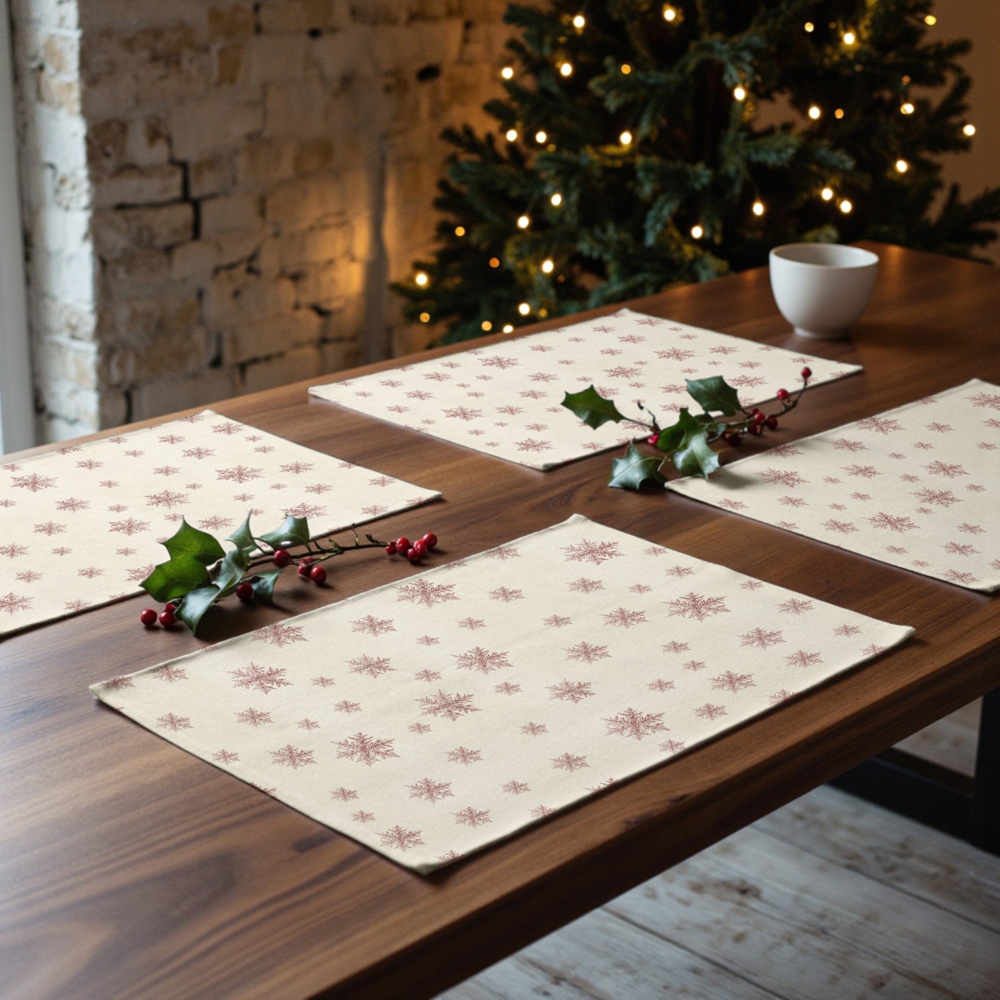 Mantel individual antimanchas pack 2 unidades Red Snowflake