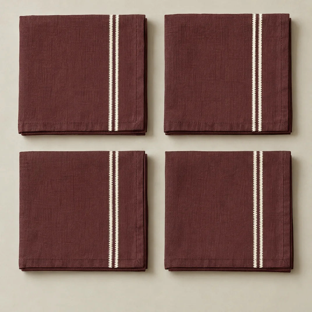 Pack de 4 unidades servilletas Renali Burdeos