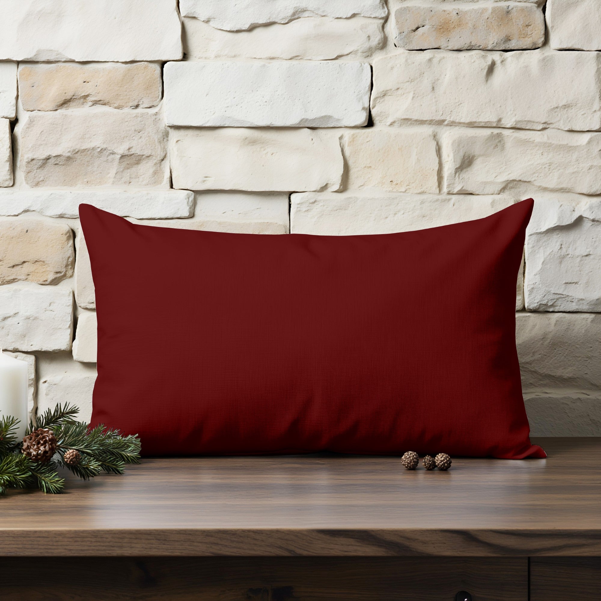 Funda de cojín 100% algodón Rojo Liso 30x50 cm