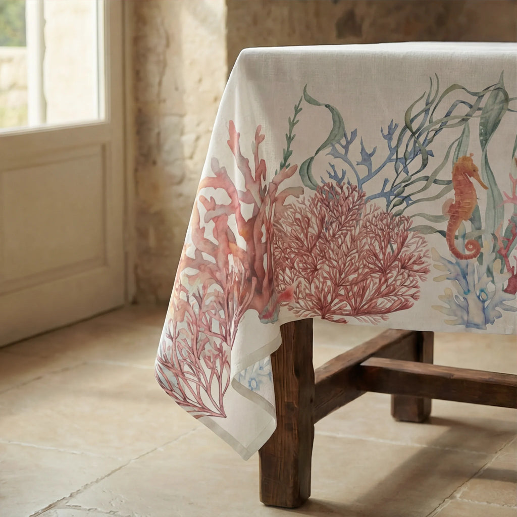 Mantel antimanchas 100% algodón Sea Elements