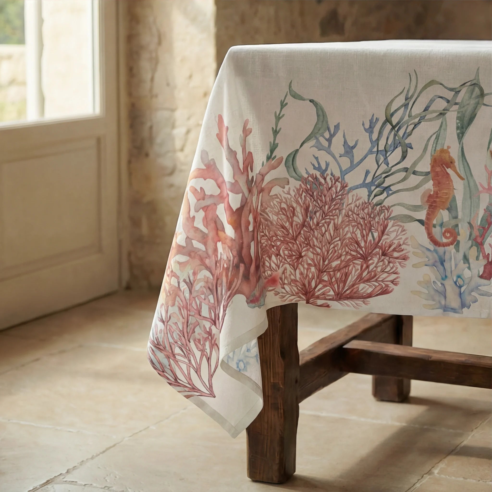 Mantel antimanchas 100% algodón Sea Elements