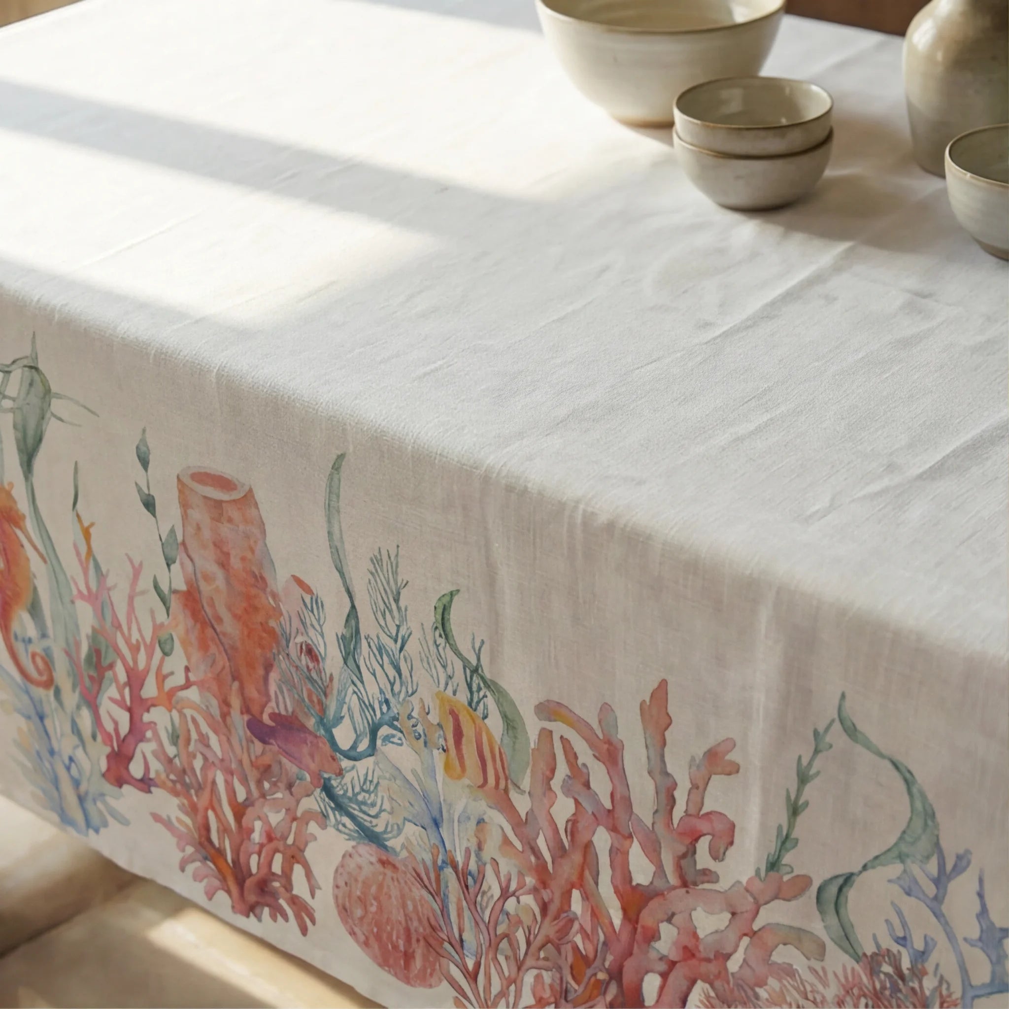 Mantel antimanchas 100% algodón Sea Elements