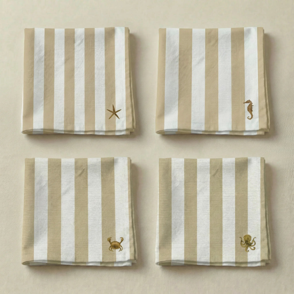 Pack de 4 unidades servilletas Seleni Ocre