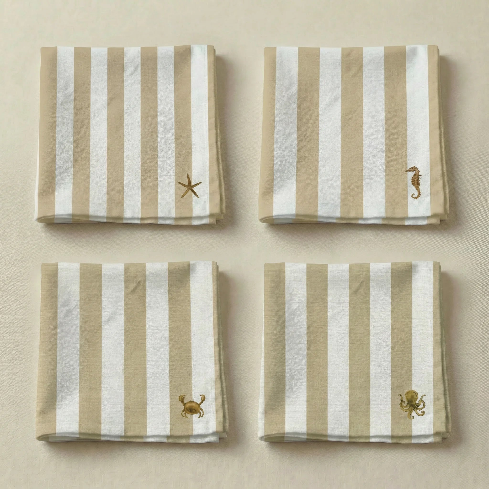 Pack de 4 unidades servilletas Seleni Ocre