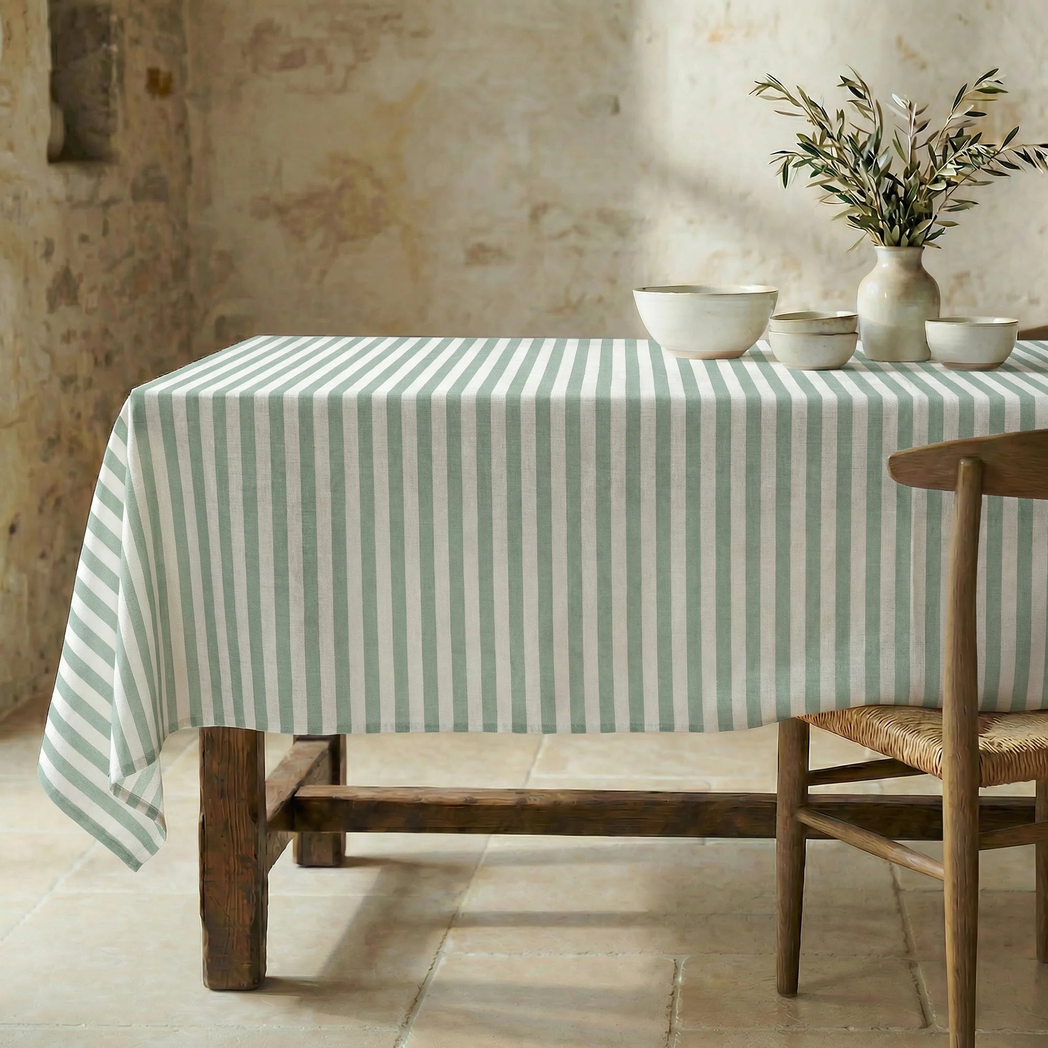 Mantel resinado antimanchas 100% algodón Seleni Verde