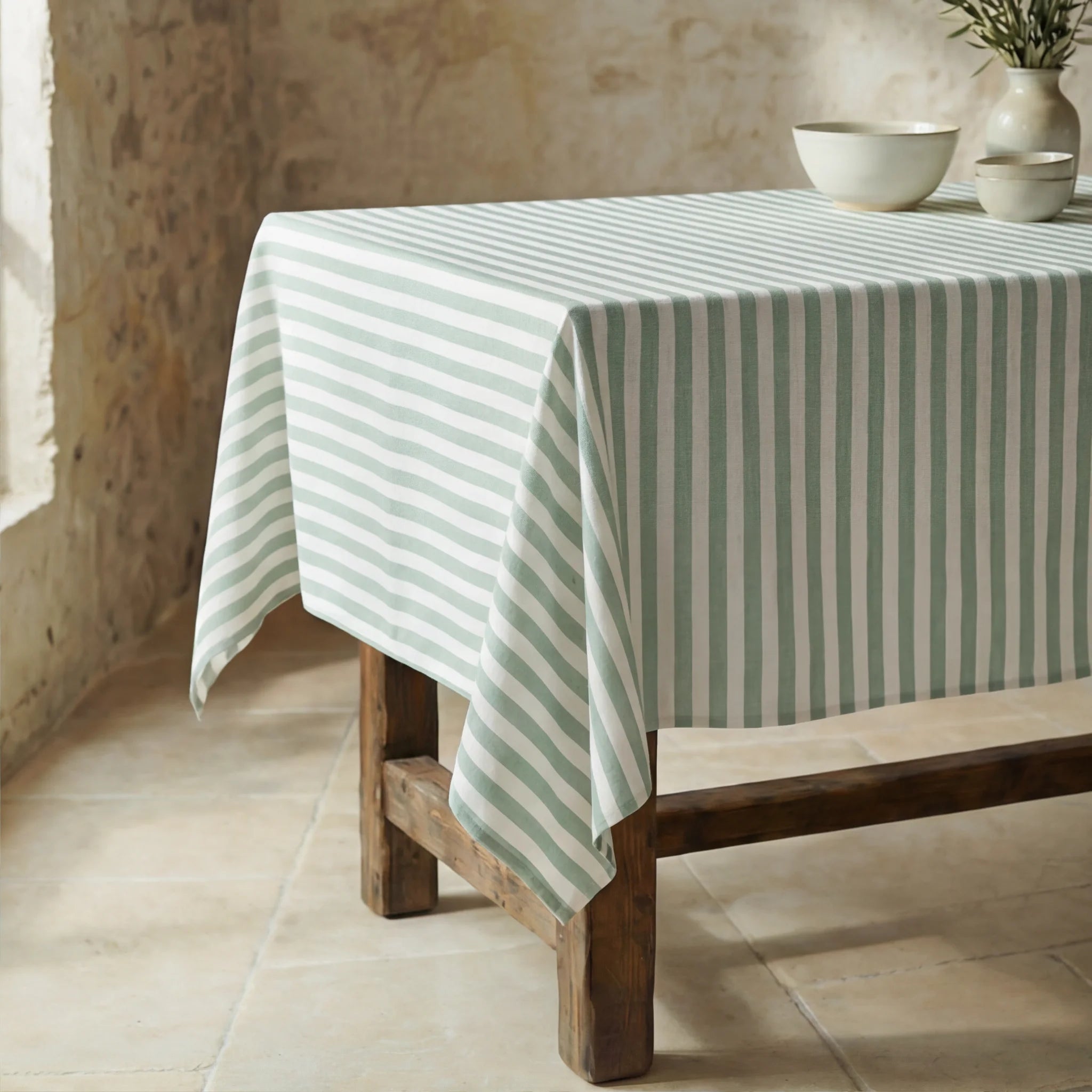 Mantel resinado antimanchas 100% algodón Seleni Verde