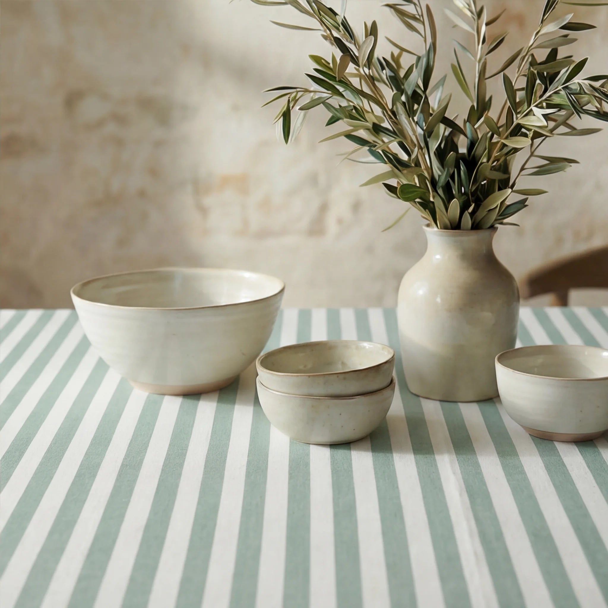 Mantel resinado antimanchas 100% algodón Seleni Verde