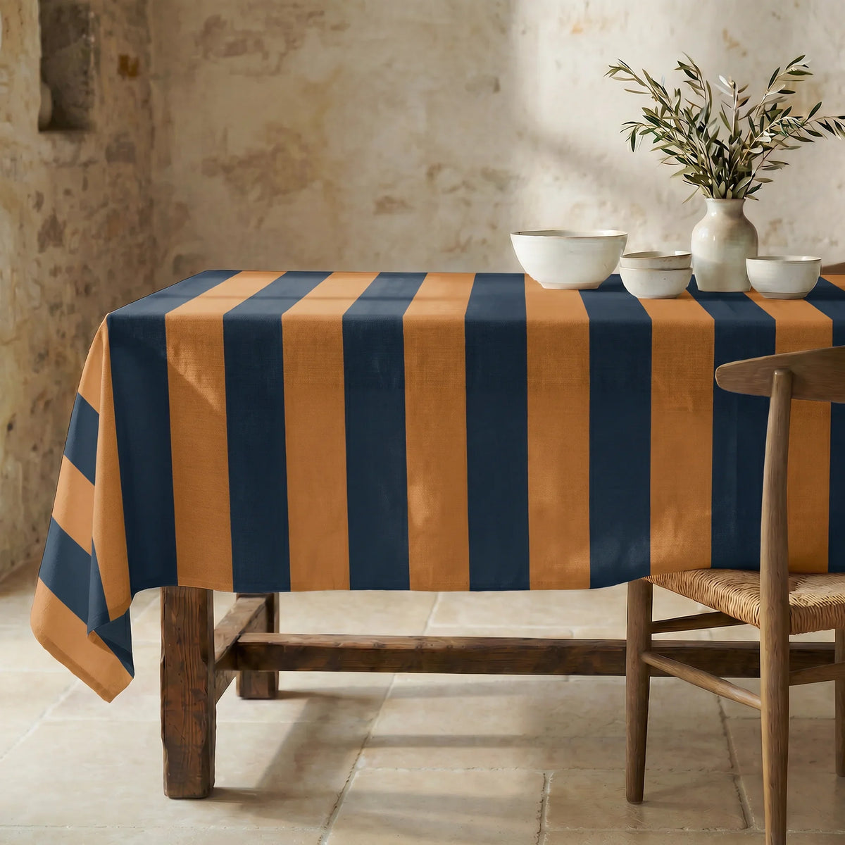Mantel resinado antimanchas 100% algodón Summer Stripes 13