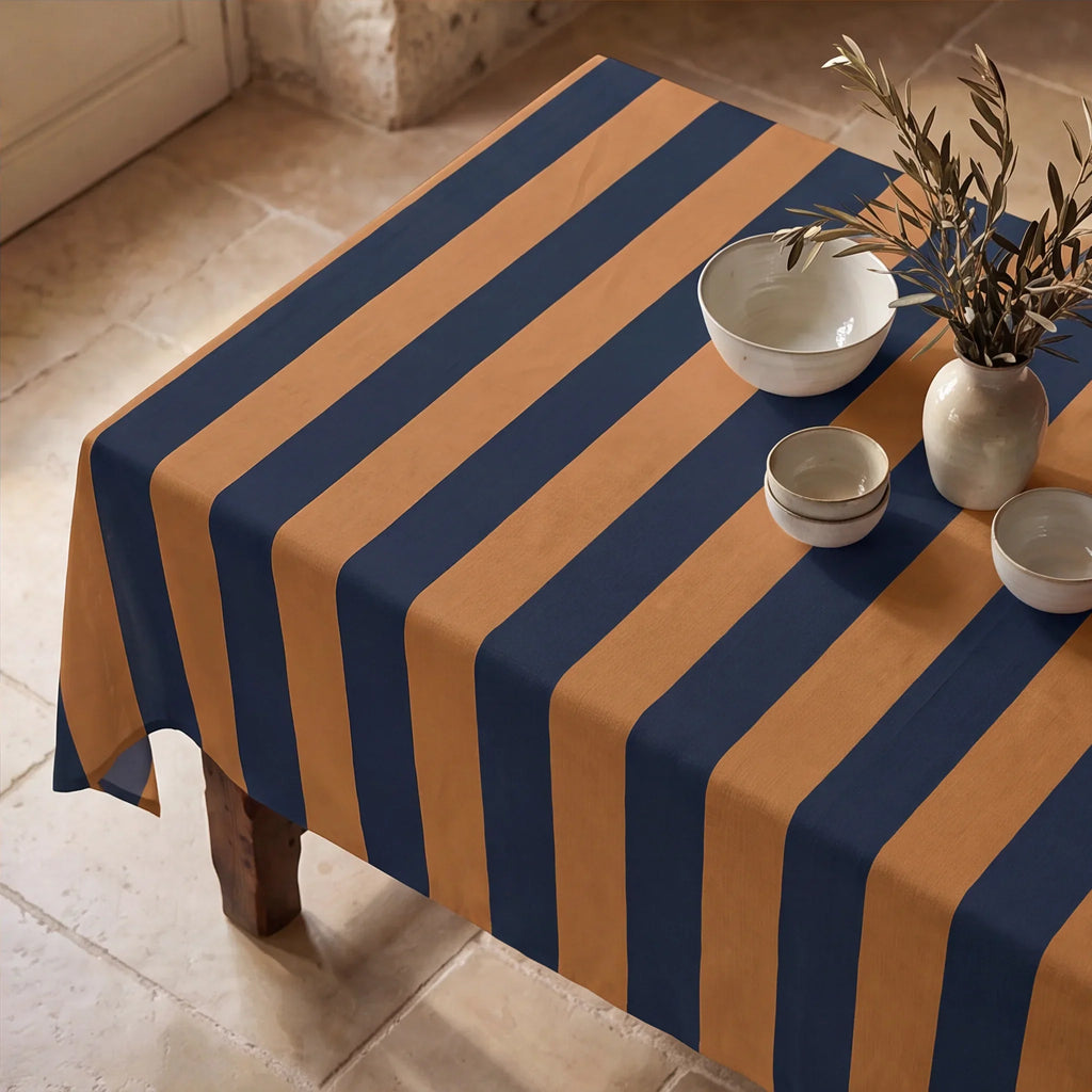 Mantel resinado antimanchas 100% algodón Summer Stripes 13