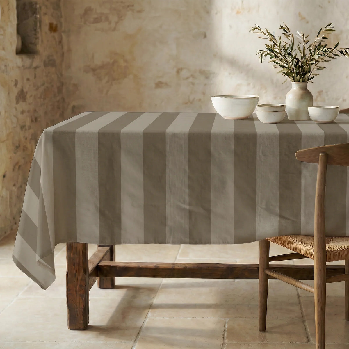 Mantel resinado antimanchas 100% algodón Summer Stripes 37