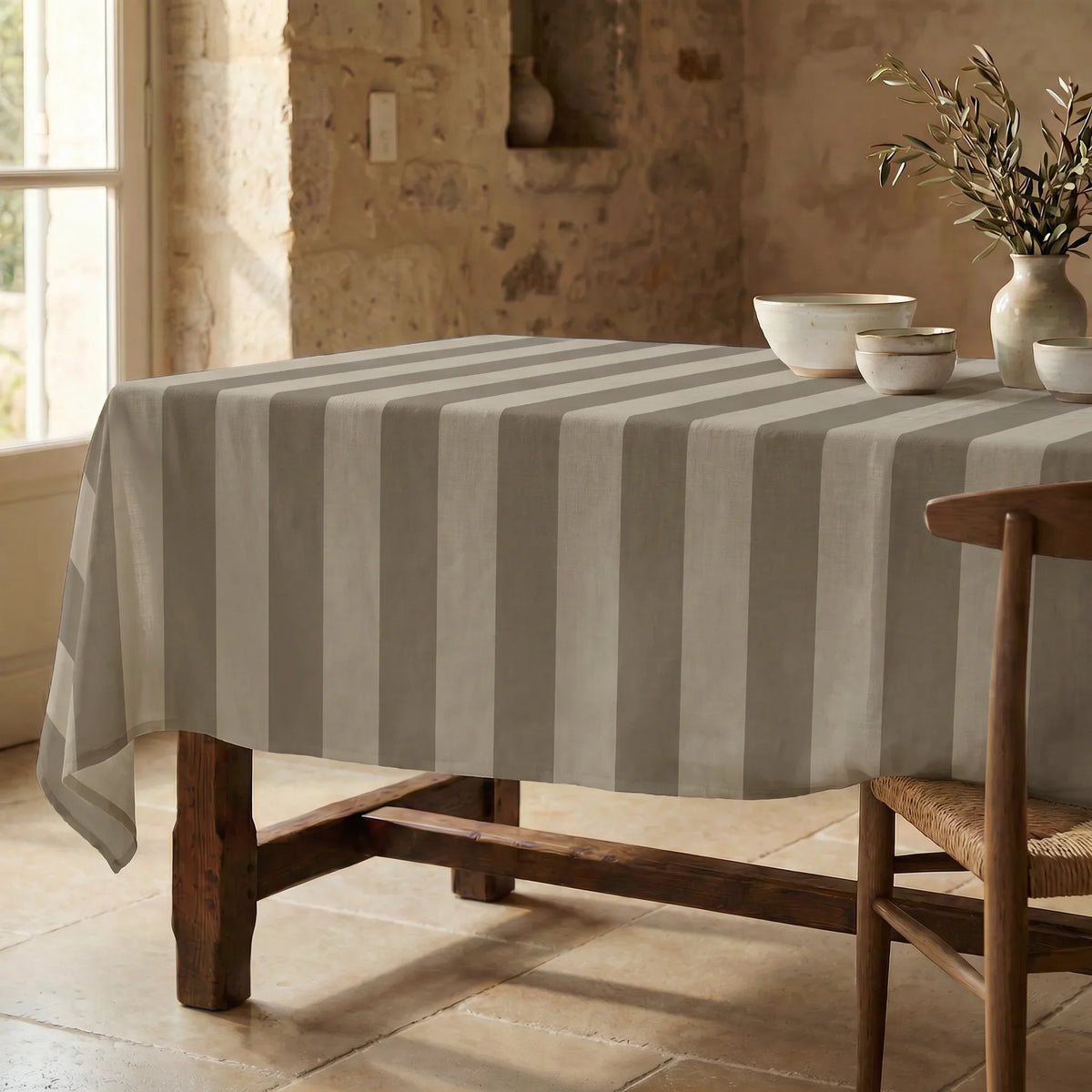 Mantel resinado antimanchas 100% algodón Summer Stripes 37