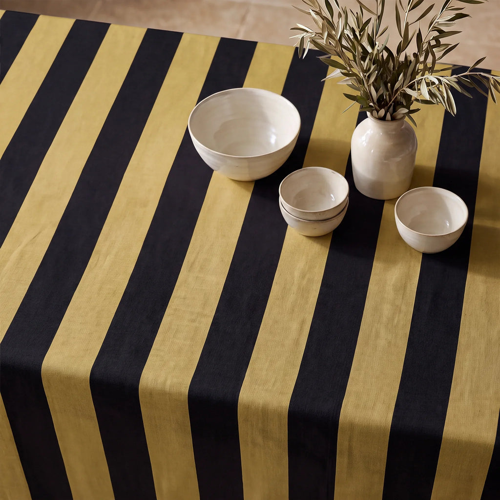 Mantel resinado antimanchas 100% algodón Summer Stripes 38