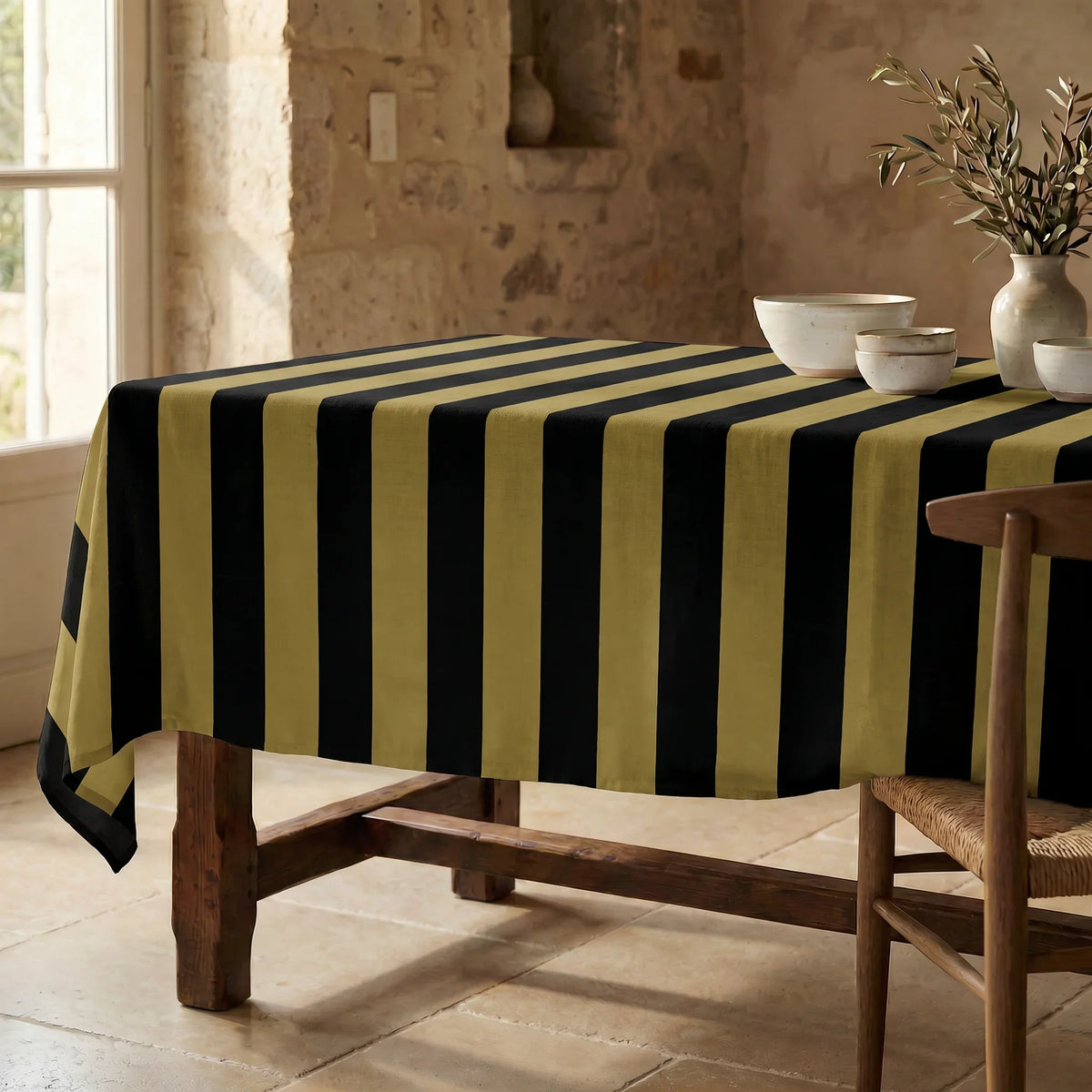 Mantel resinado antimanchas 100% algodón Summer Stripes 38