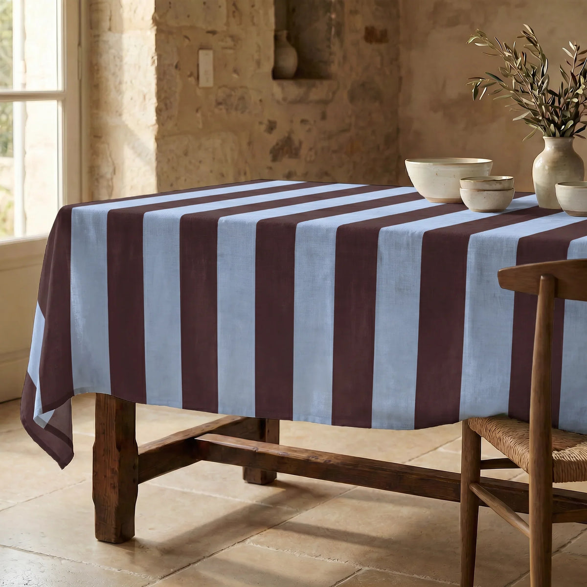 Mantel resinado antimanchas 100% algodón Summer Stripes 39