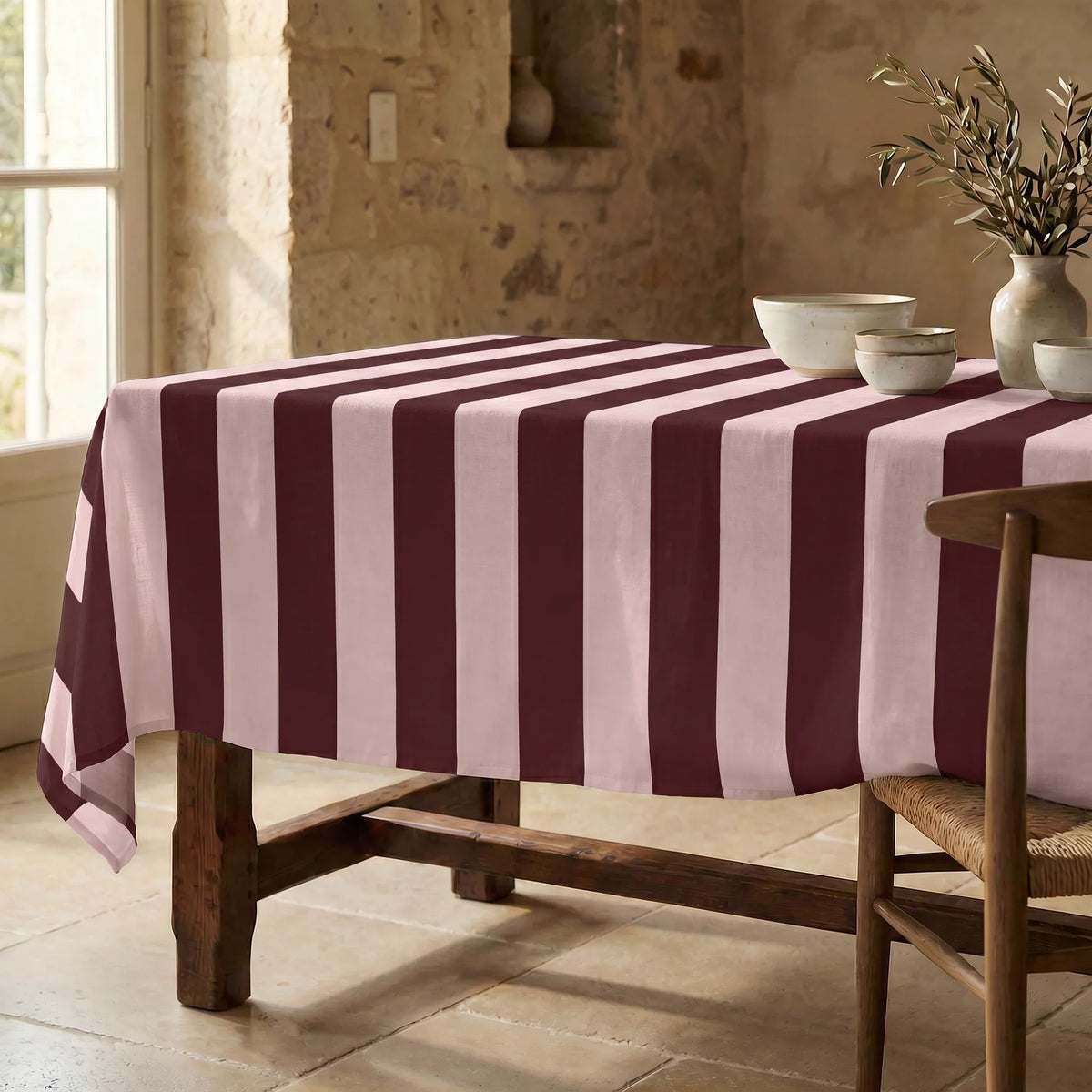 Mantel resinado antimanchas 100% algodón Summer Stripes 59